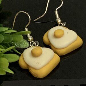 Toast Earring, Egg Earring, Funny Food Earring, Gift Idea, Silly Earring